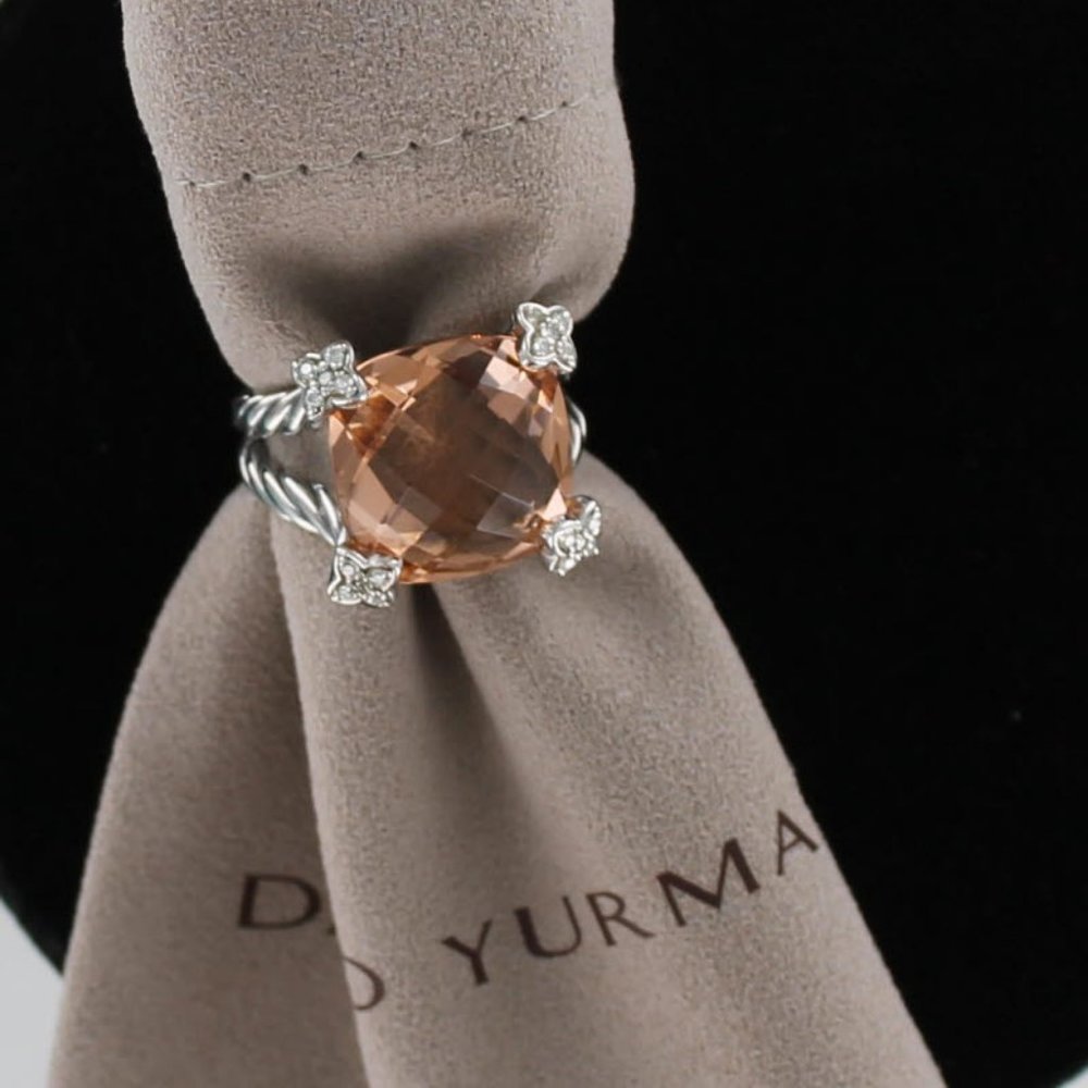 SOLD-David Yurman Cushion On Point Morganite Ring - Picture 2 of 8